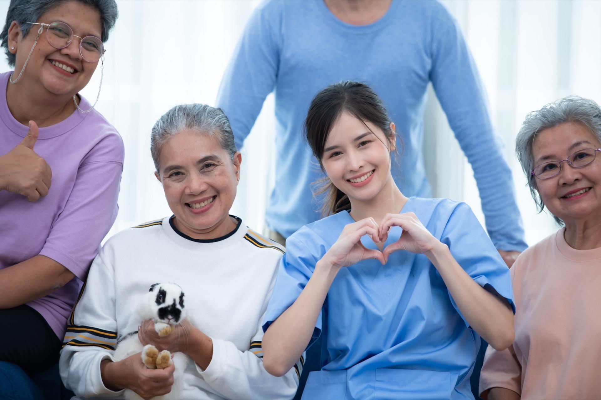 Professional nurse with patient
